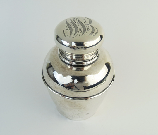 Antique Estate Sterling Silver Merrill Shops - Ny, Ny Lidded Tea Caddy With Monogram
