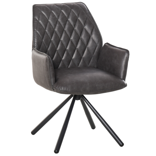HOMCOM Swivel Dining Chair Upholstered Leisure Seat for Kitchen Living Room Office with Metal Legs | Aosom Ireland