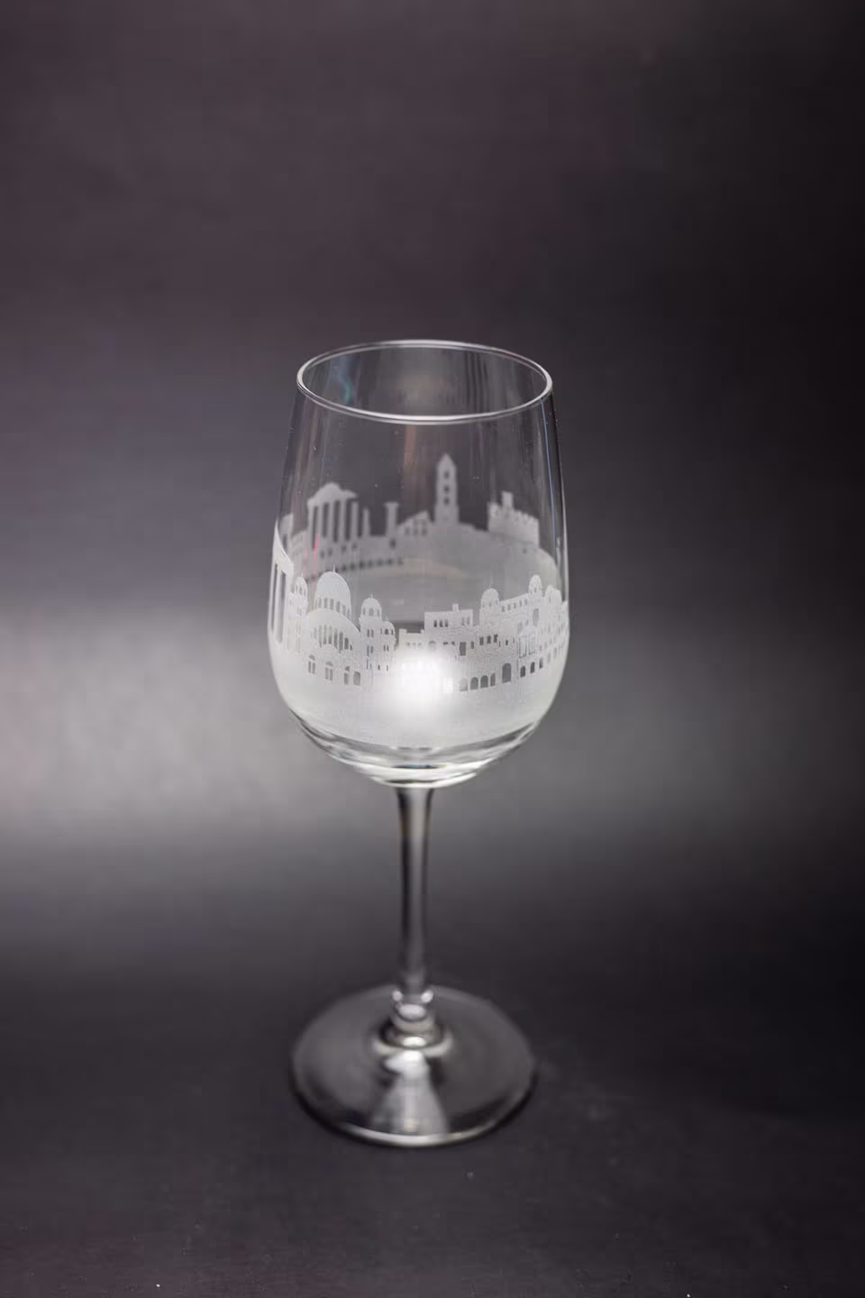 Athens Skyline Wine Glass & Stemless Etched Gift - Panoramic City Design