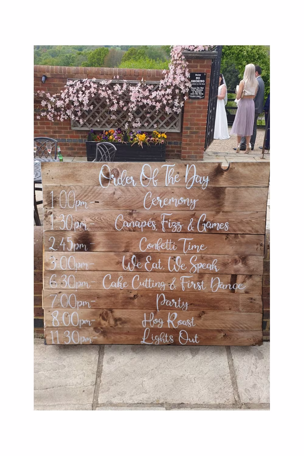 Wooden Order Of The Day Pallet Sign. Wedding. Party. Big 85x85cm Approx