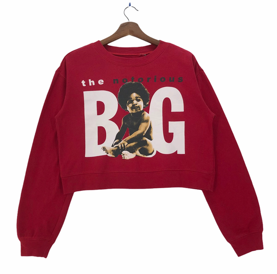 Vintage The Notorious B.i.g. Sweatshirt Crop Top American Rapper & Songwrite Pullover Size Small