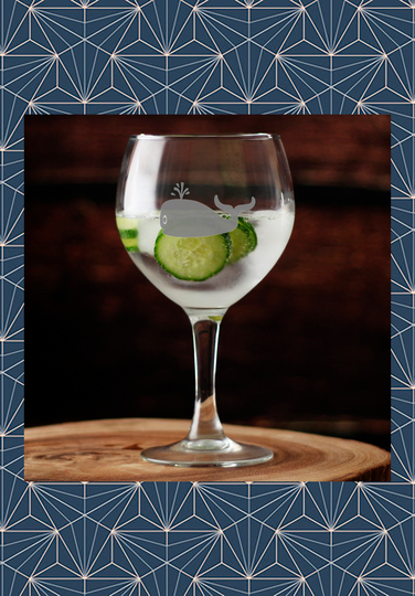 Whale Engraved Balloon Gin Glass. Beautiful Etched Personalised With Name. Design Won't Wear Off Like Vinyl.105