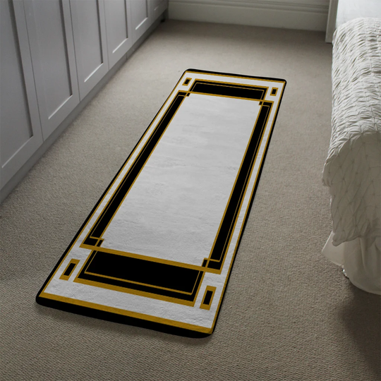 Marquardt Art Deco Designer Shaggy Ivory/Gold/Black Rug