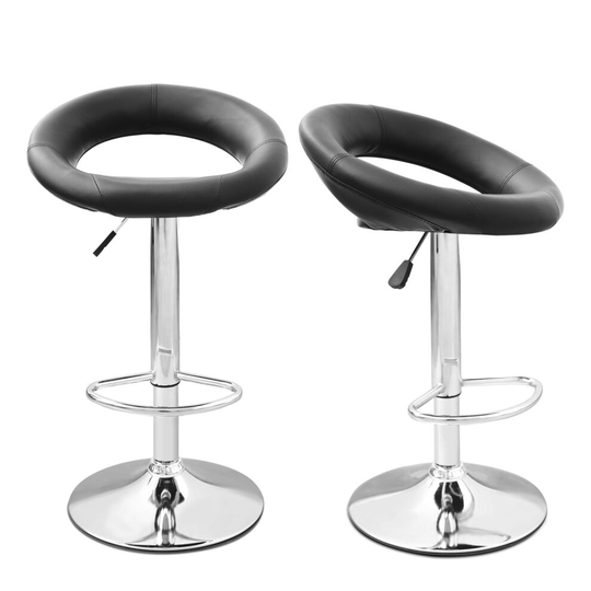 (2 pcs) Bar Stools Counter Stools Breakfast Barstools Chairs with Backrest (Black)