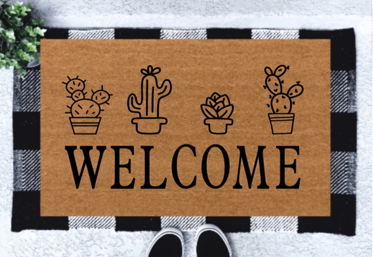 Succulent Doormat | Welcome Spring Plant Lady Funny Farmhouse Decor Mat