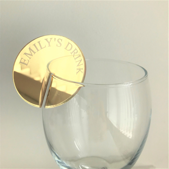 Personalised Acrylic Glass Charms. Customised Engraved Mirror Cocktail Place Setting. Drinks Accessories. Hen Party, Birthday