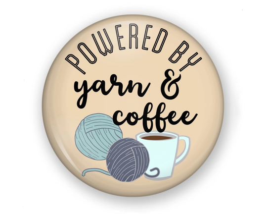 Yarn Lover Coffee Button Or Magnet, Knitting Button, Pin, Fiber Artist Gift For Knitter, Fridge Crocheter