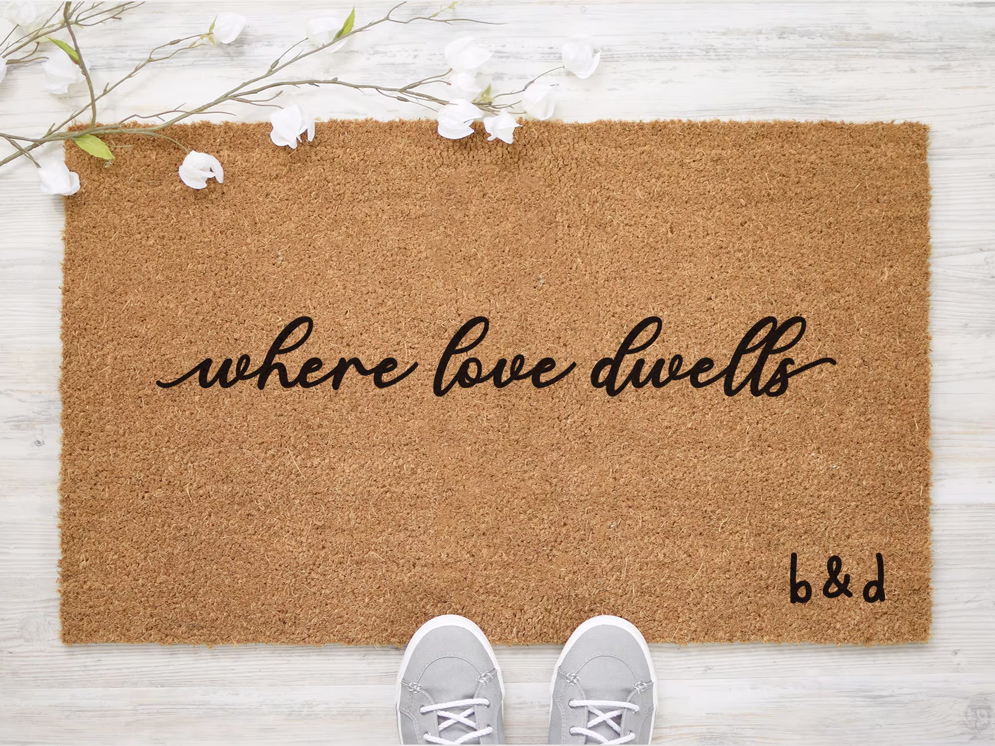 Where Love Dwells - Personalized Family Initial Doormat Custom Coir Mat Home Decor Cute Quote