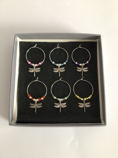 Dragonfly Wine Glass Charms/Charm Set Dragonfly Gift Animal Lover