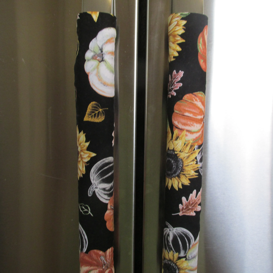 Pumpkin & Sunflower Refrigerator Handle Covers, Microwave Cover