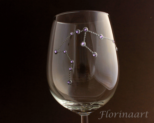 Aquarius Constellation, Gift, Zodiac, Aquarius, Wine Glass, Personalized Astrology Gift, Garnet Birthstone