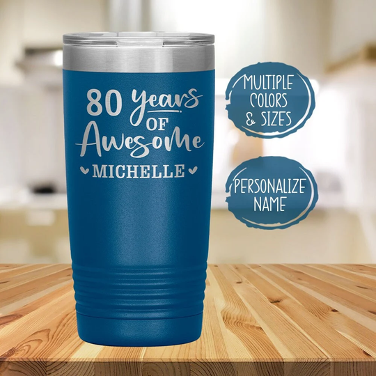 Personalized 80Th Birthday Gifts For Women, Gift 80 Year Old Woman, Cup Mom, Sister, Grandma, Aunt, Friend Turning