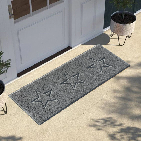 Triple Star Embossed Runner Mat | Entrance Welcome Door Home Front Decor Indoor/Outdoor Use 150x60cm
