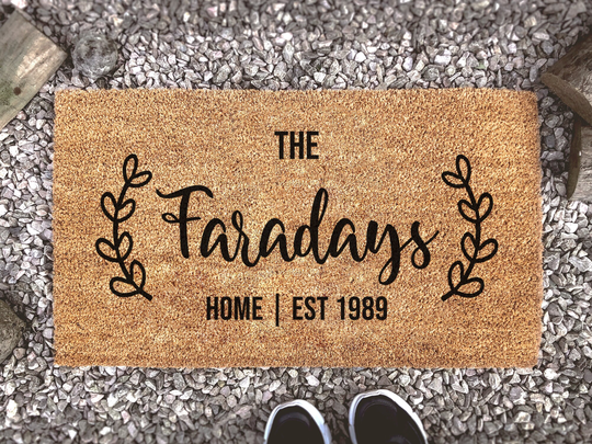 Personalized Doormat - Family Name Mat With Est Date Custom Coir Door