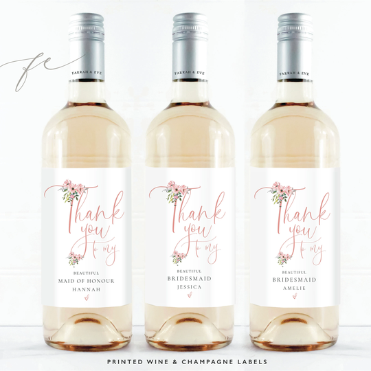 Thank You For Being My Bridesmaid Labels | Will Be Wine Bottle Labels|Bridesmaid Gift Labels| Proposal|Custom Fewl14