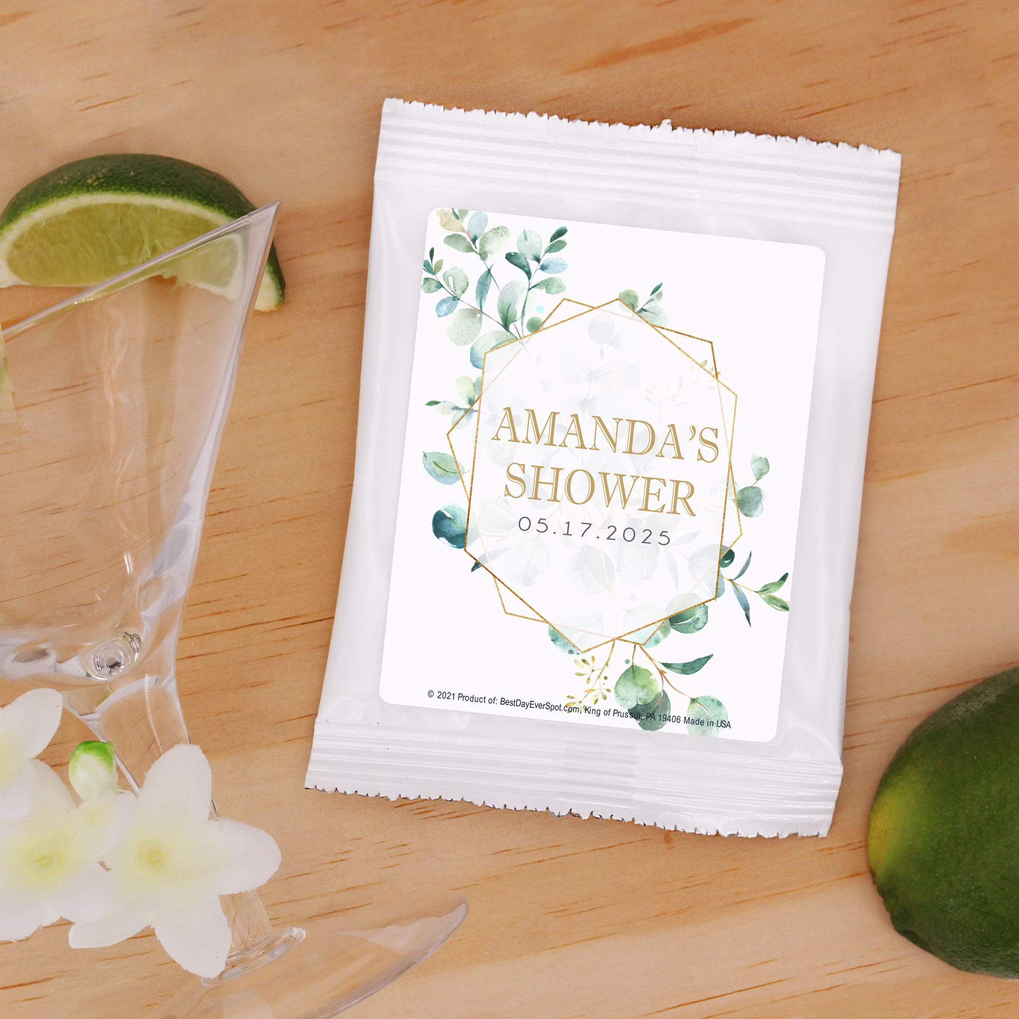 Margarita Wedding Favors, The Perfect Blend, Bridal Shower Margaritas, Geometric Eucalyptus - Set Of 24