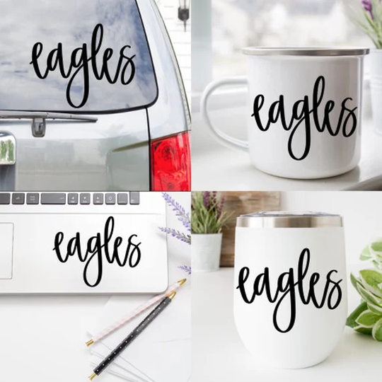 Eagles Decal, School Mascot Coffee Mug Helmet Wine Glass Laptop Car Vehicle Decal