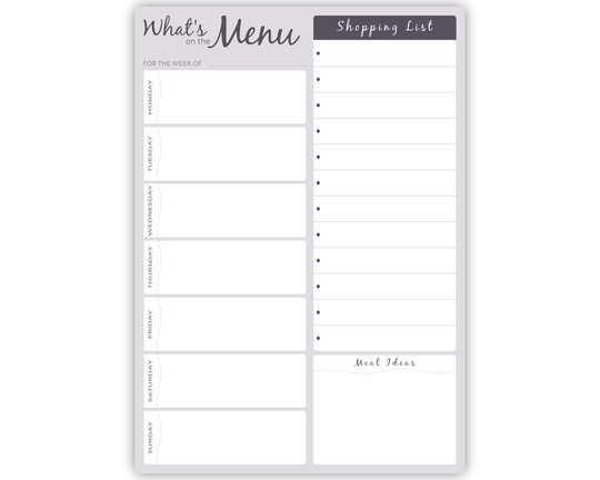 Weekly Menu Meal Planner A4 Whiteboard - Dry Wipe Clean Board Shopping Ideas
