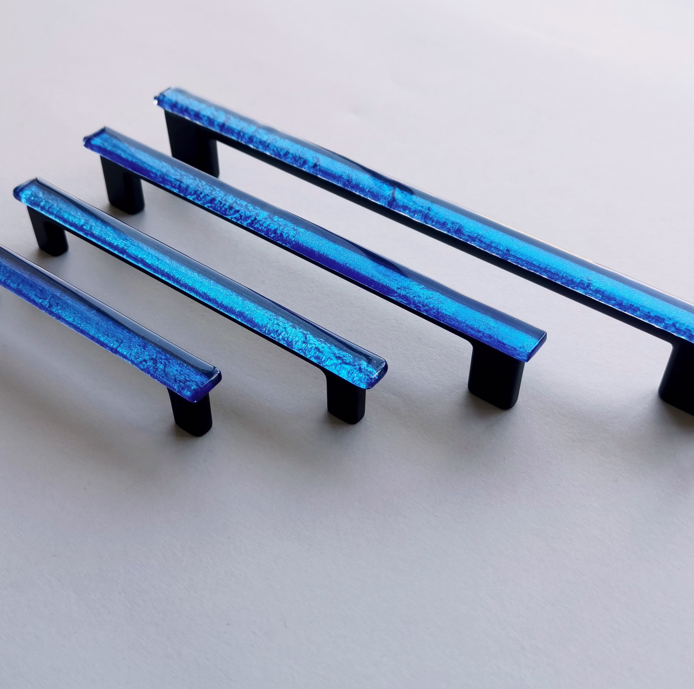 Cobalt Blue Glass Pull. Artistic Bright Furniture Handle. Cabinet Accent Pull 0021