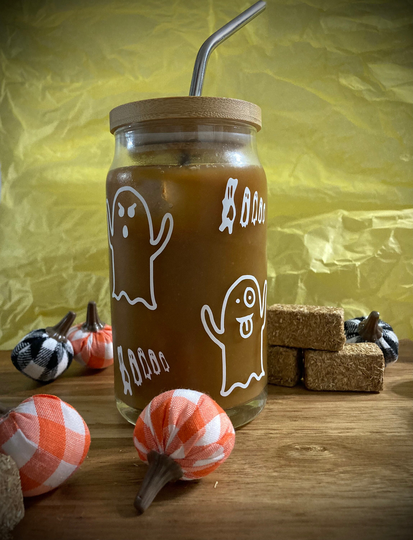 Beer Glass Coffee Tumbler, Boo Party Ghost, Ghost Beer Glass Coffee Mug, Reusable Coffee Mug, Halloween Kawaii