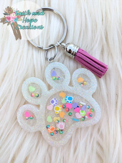 Paw Print Shaker Keychain