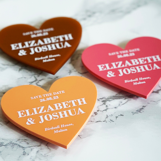 Simple Elegant Save The Date Heart Magnets - Fridge Luxury Custom Wedding Stationery, Mirror, Pastel, Matt, Pearlescent, Shimmer