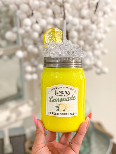 Lemonade Mason Jar Tumbler/ Gift/ Personalized Tumbler With Lid/ Stainless Steel Custom Wine Glass/ 12 Oz