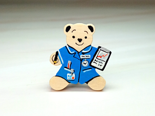 Nurse Badge, Handmade Bear Pin, Graduation Gift, Nhs Thank You New Job Nurse, Magnet, Little Teddy Brooch