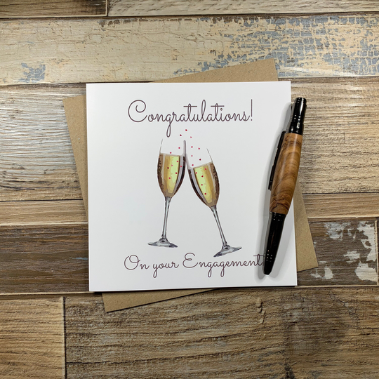 Champagne Glass Engagement Card - Congratulations On Your Posts Worldwide