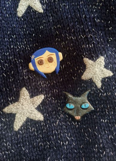 Coraline Inspired Handmade Pins/Magnets