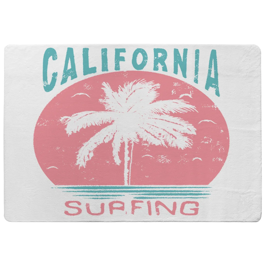 Patnode California Surfing Designer Shaggy Pink/Green/Off-White Rug