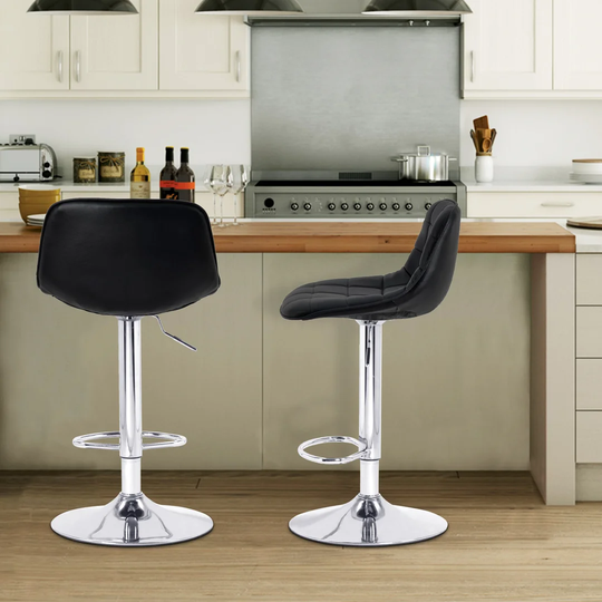 Height Adjustable Black Swivel Bar Stool (Set Of 2)
