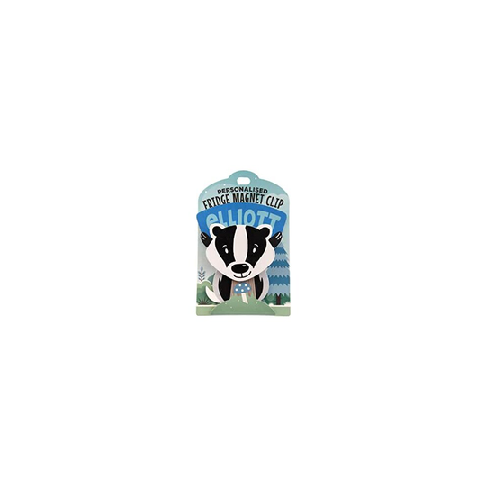 PERSONALISED TO THE NAME ELLIOTT FRIDGE MAGNET CLIP BADGER DESIGN