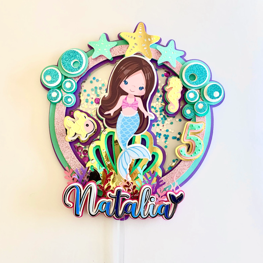 Mermaid Cake Topper, Birthday Decor, Shaker Birthday, Smash Cake, Under The Sea Party