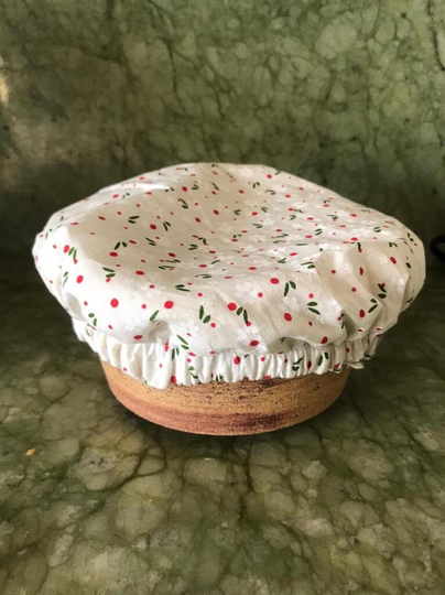 Upcycled White Tiny Floral Elastic Bowl Cover Set