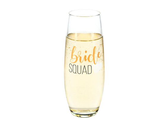 2Pk Bride Squad Stemless Champagne Glasses 9.6Oz
