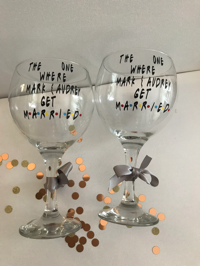 Wedding Glasses, Personalised Wedding Gift, Gift For The Couple, One Where Get Married, Engagement