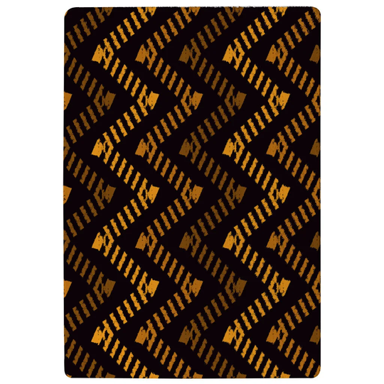 Farris Freehand Horizontal Zigzag Boho Chic Designer Shaggy Black/Yellow/Brown Rug
