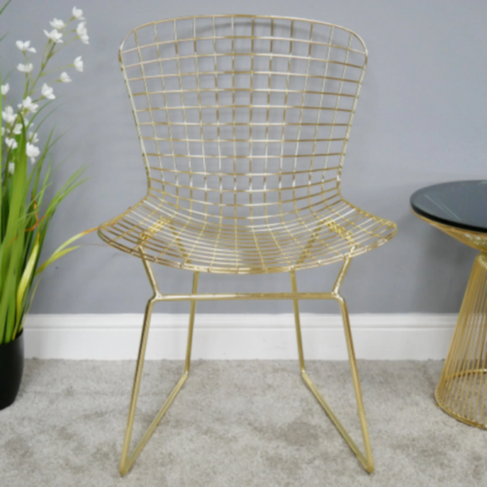 Contemporary Square Gold Chair Interesting, Quirky Seating/ Industrial Style Interior/ Kitchen Or Dining