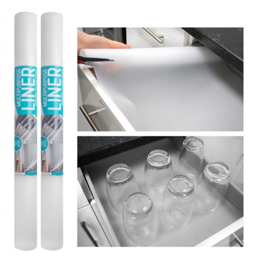 2x Rolls Multipurpose Liners Fridge Draws Non-Slip Surface Protector Cut To Size