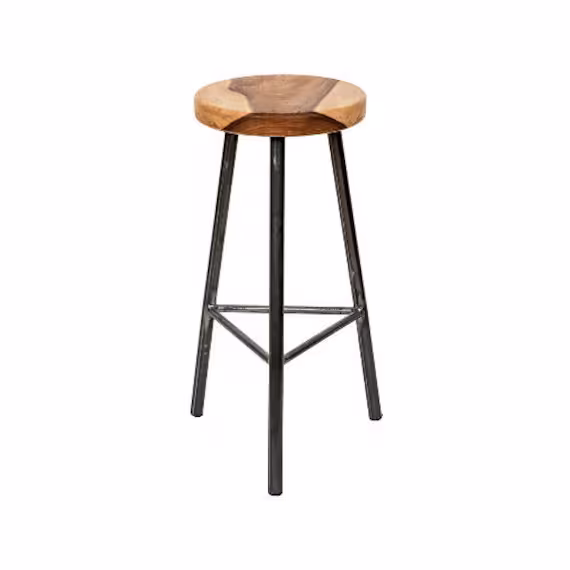 Trippie Walters - Three Legged Bar Stool With Chunky Walnut Seat