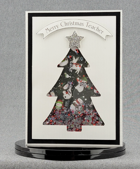 Handmade Teacher Christmas Tree Shaker Card