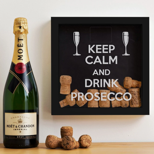 Keep Calm & Carry On Personalised Frame Gin Prosecco Champagne Beer Wine Drinks Cork Caps Bottle Stoppers Memory Box Gift