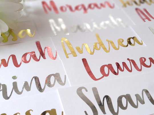 Custom Name Vinyl Decal, Stickers, Wedding Decor, Bridesmaid, Groom, Bride, Foil Names, Water Bottle Personalized Sticker