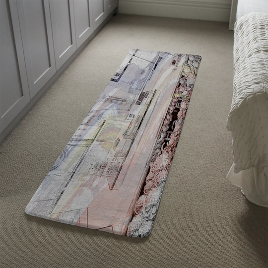 Longo Window Shopping Designer Shaggy Pink/Yellow/Grey Rug