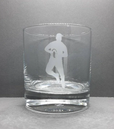 Personalised Rugby Etched Tumbler Glass