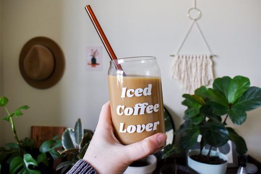 Clear Coffee Beer Can Glass Or Mug With Various Vinyl Iced Lover Decals