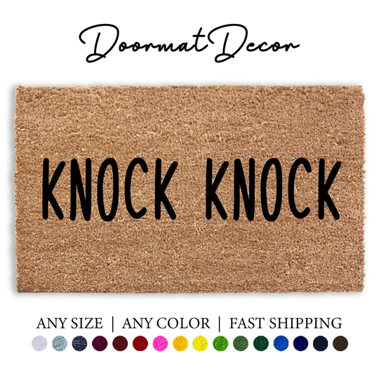 Knock Who's There Doormat, Funny Flocked Coir Door Mat, Outdoor Welcome Custom Personalized Doormat Gift