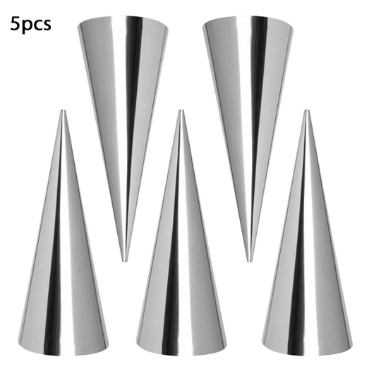 (5pcs Molds) Cream Horn Molds Stainless Steel Pastry Croissant Cones Conical Roll Horn Form Baking Cone Moulds 16pcs Molds 1pc Brush