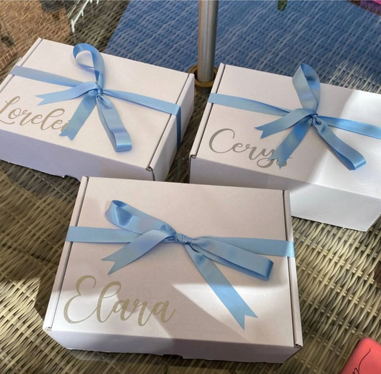 Custom Vinyl Sticker - Glass Name Bridal Party Box Bridesmaid Decal Proposal- Gift Place Stickers